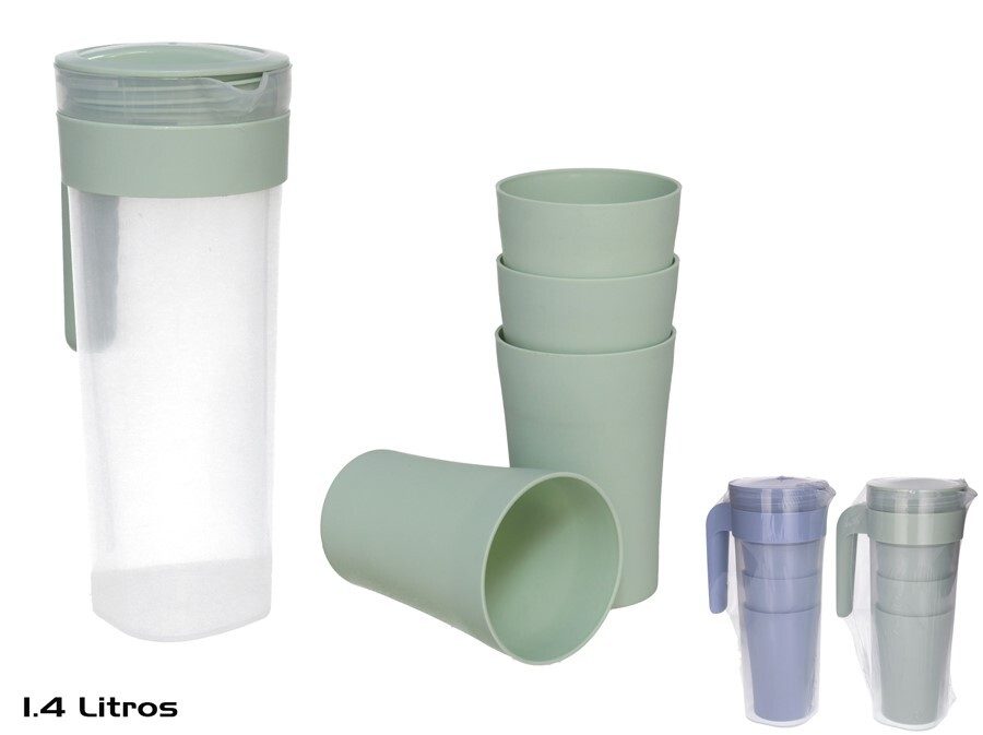 [142201] JARRA PLASTICO 1.4 LTS CON 4 TAZAS
