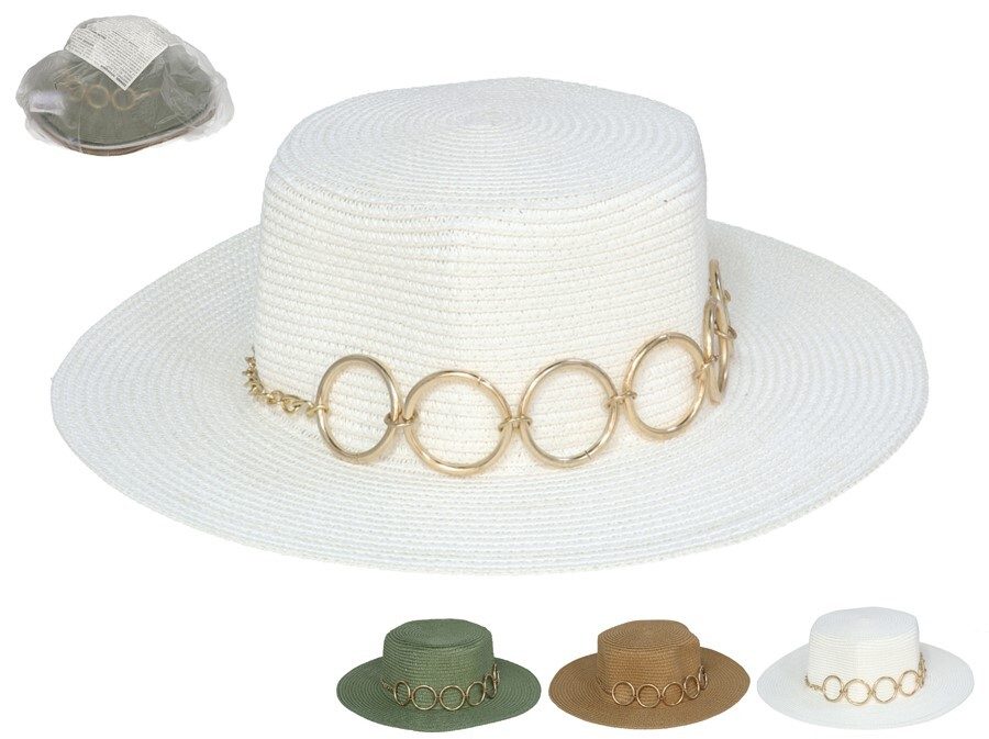 [142220] SOMBRERO PAMELA AROS 3 SURTIDOS 34 CM