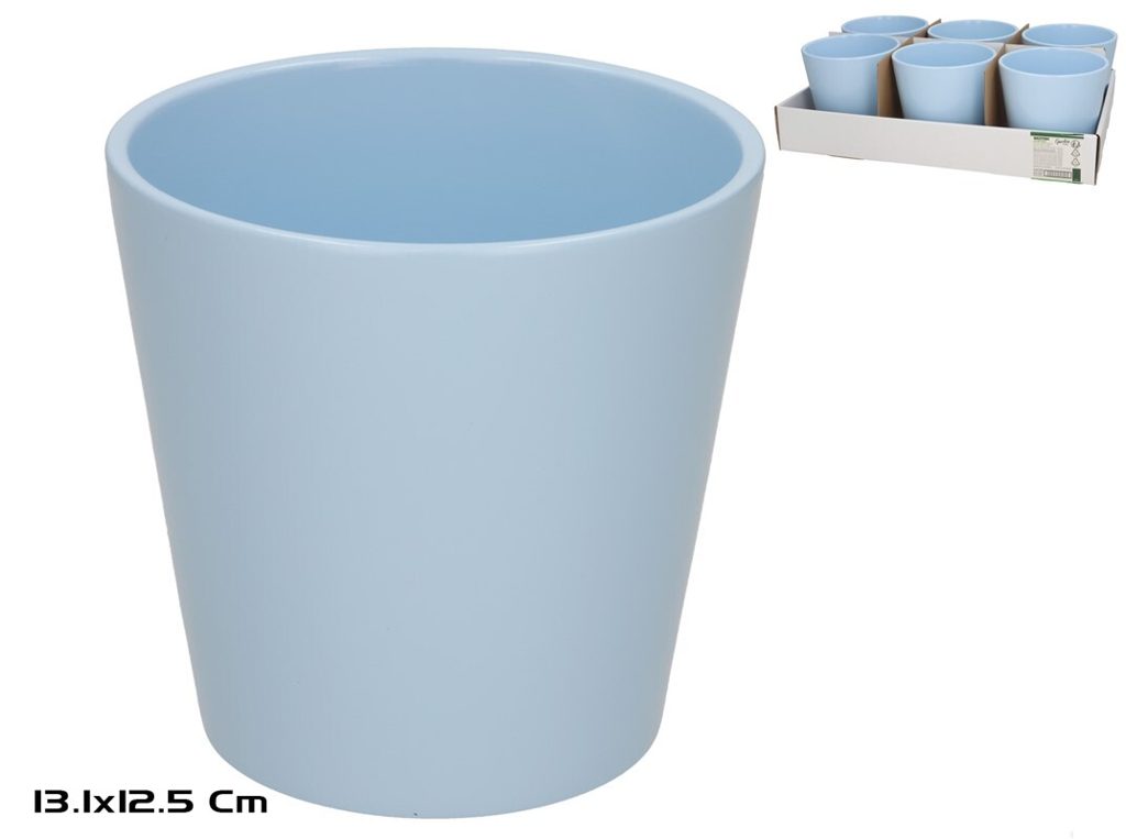 [142227] MACETERO ALIM CERAMICA AZUL 13.1 X 12.5 CM