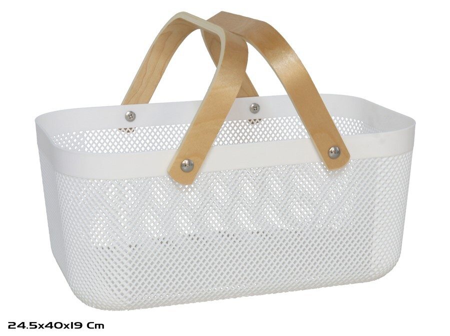 [136867] CESTA MULTIUSOS PLASTICO BLANCA CON ASAS 39 X 24.5 X 18 CM