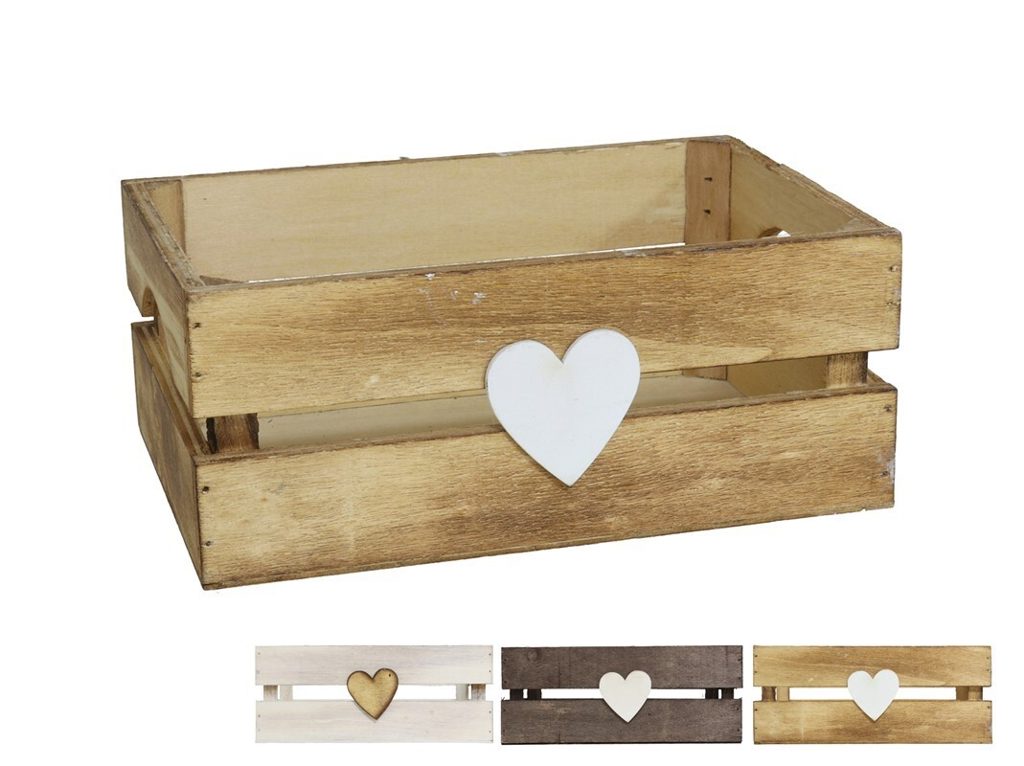[137221] CAJA MADERA CORAZON 3 COLORES 22 X 15 X 9 CM