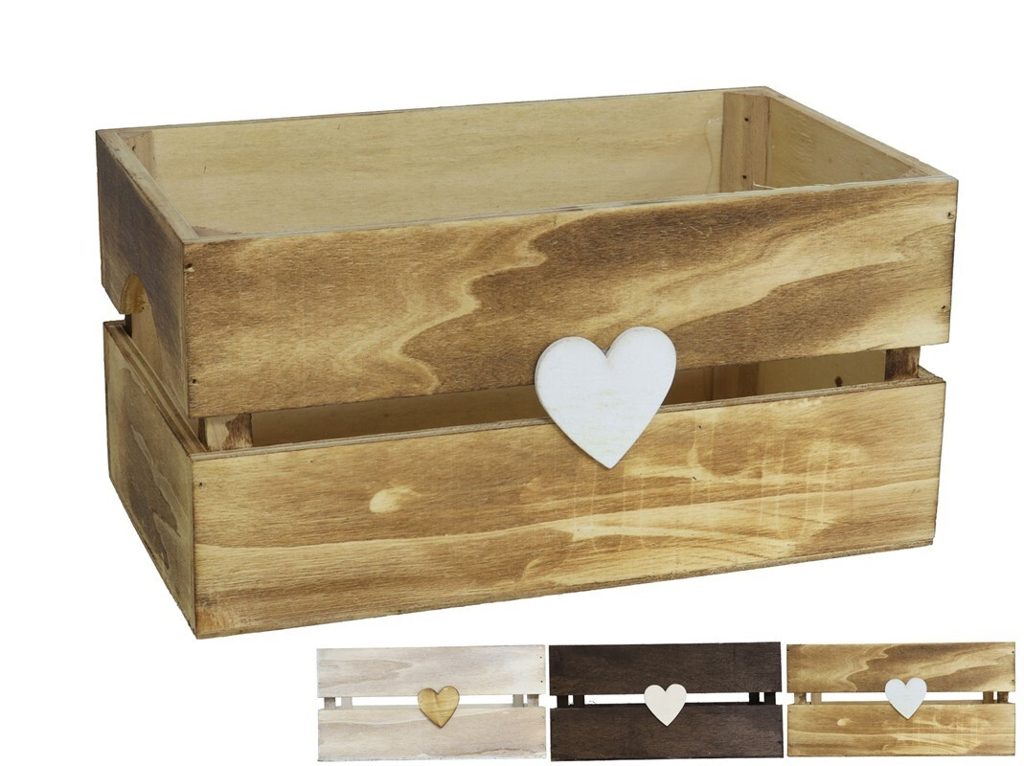[141147] CAJA MADERA CORAZON 3 COLORES SURTIDOS 26 X 16 X 13 CM