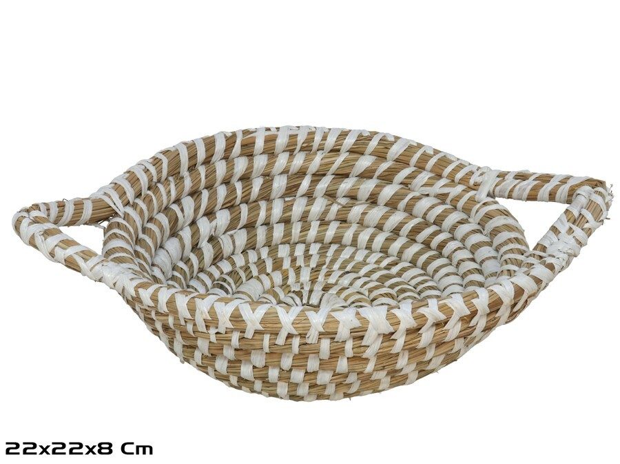 [141204] CESTA CIPRES BLANCO SEAGRASS CON ASAS 22 X 8 CM