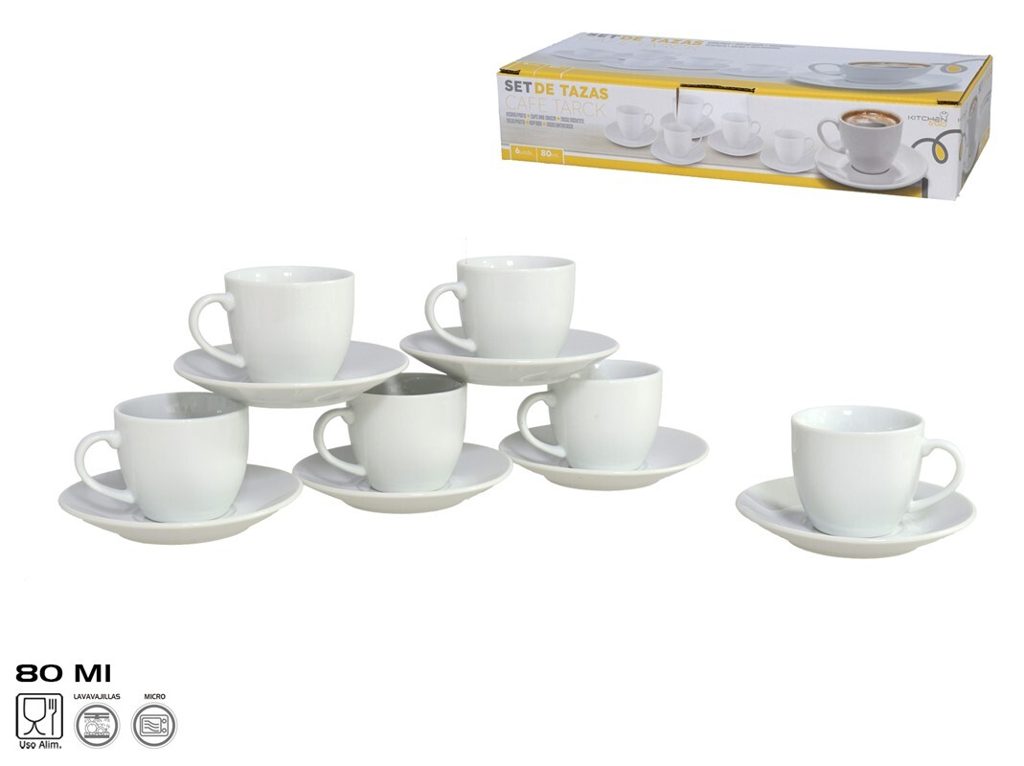 [121944] TAZA CAFE 80 CC CON PLATO BLANCO 6 UDS