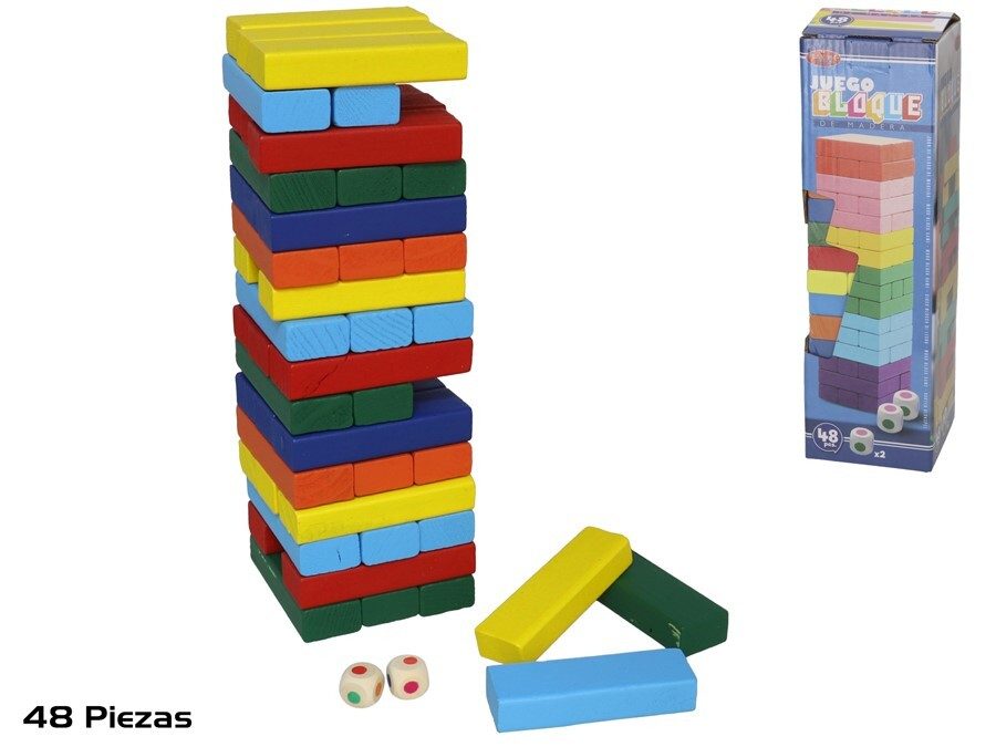 [132791] JUEGO BLOQUES DE MADERA COLORES 48 PZAS
