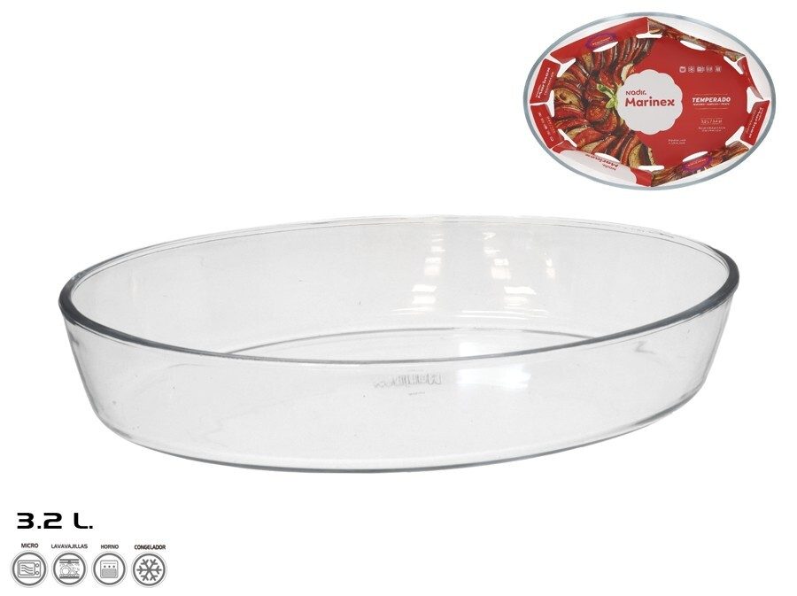 [140294] FUENTE OVALADA CRISTAL MARINEX 35.2 X 24.4 X 6.6 CM 3.2 LTS