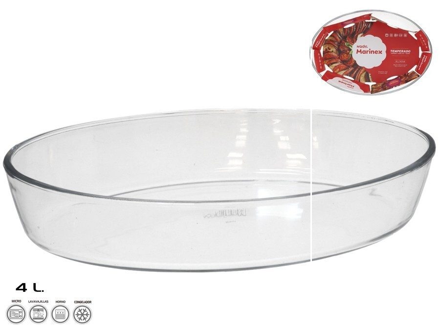 [140295] FUENTE OVALADA CRISTAL MARINEX 39.5 X 27.5 X 6.5 CM 4 LTS