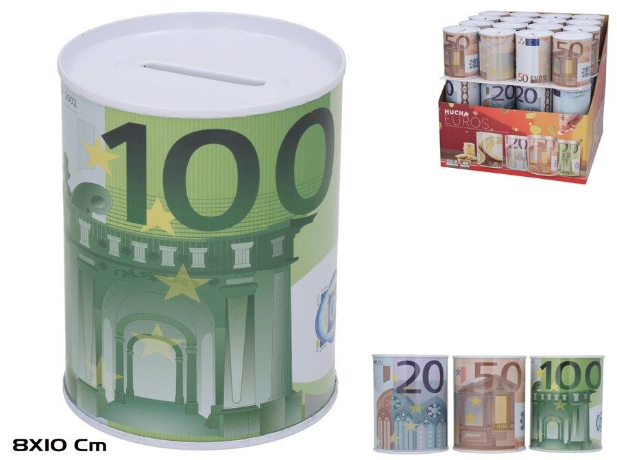 [140437] HUCHA METALICA BILLETES EUROS 10 CM