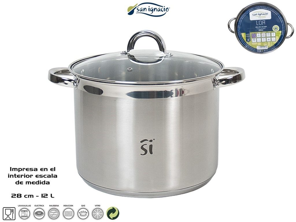 [137967] OLLA ALTA CON TAPA ALUMINIO SAN IGNACIO 12 LTS 28 CM