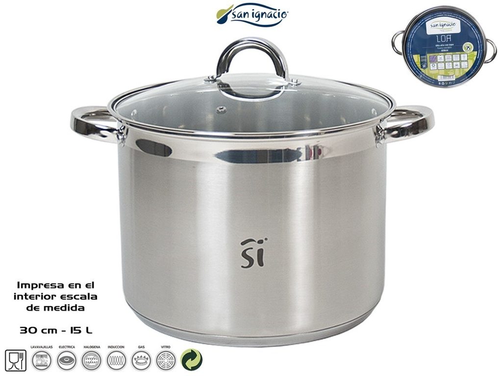[139310] OLLA ALTA CON TAPA ALUMINIO SAN IGNACIO 15 LTS 30 CM