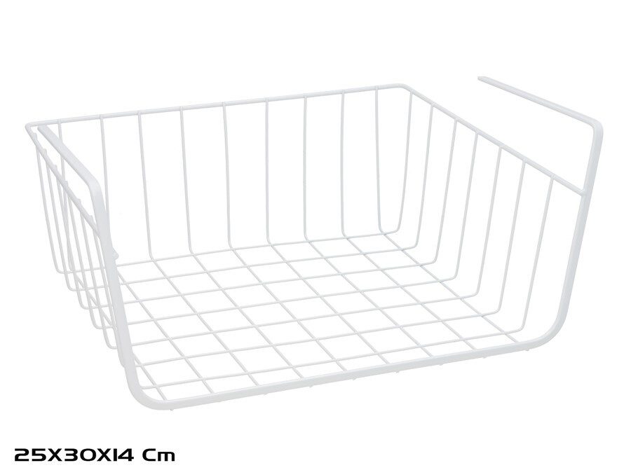 [140244] CESTA MULTIUSOS BLANCA METAL 30 X 25 X 14 CM
