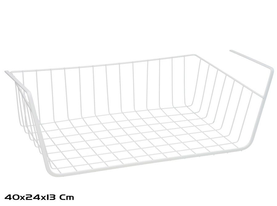 [140246] CESTA MULTIUSOS BLANCA METAL 40 X 24 X 13 CM