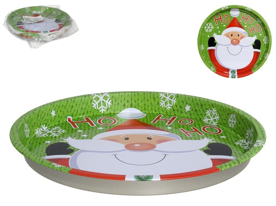 [139585] BANDEJA MULTIUSOS NAVIDEÑA HOJALATA HO HO HO 28.5 CM