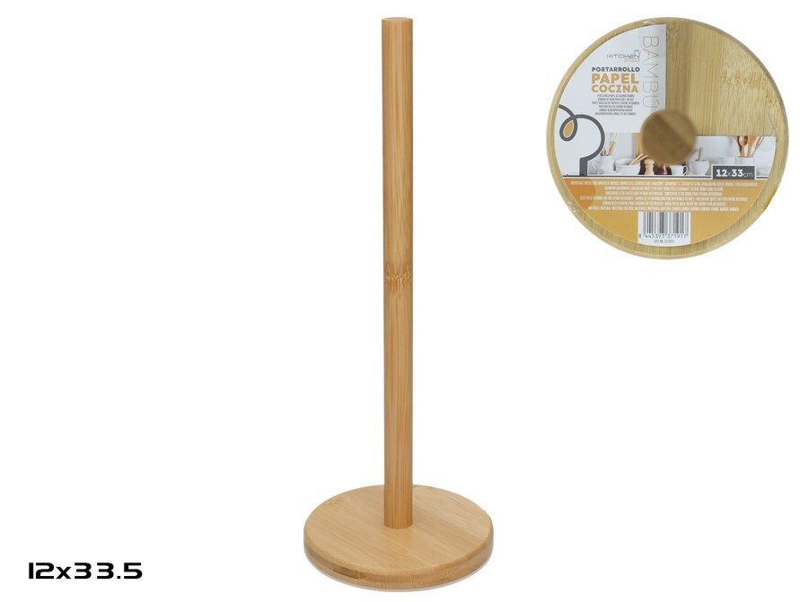 [139614] PORTARROLLO PAPEL COCINA BAMBU 12 X 33 CM
