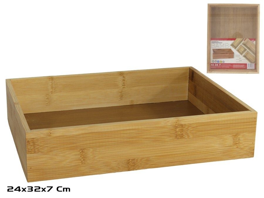 [126969] BANDEJA PORTATODO BAMBU 32 X 24 X 7 CM