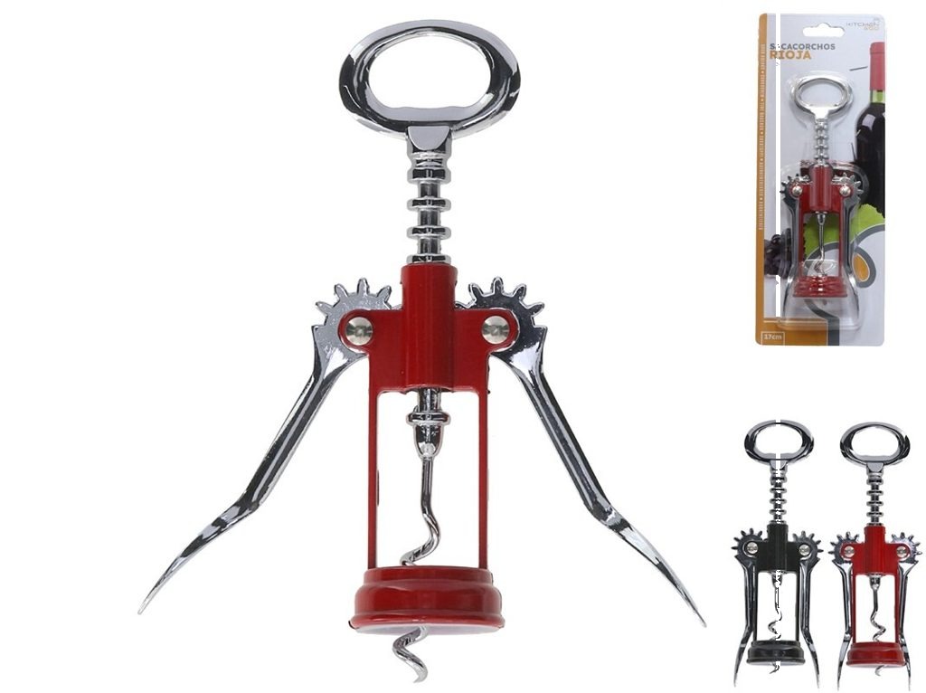 [139330] SACACORCHOS RIOJA NEGRO/ROJO 17 CM