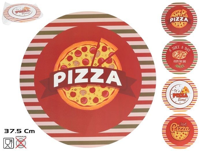[139355] SALVAMANTEL REDONDO PIZZAS 4 SURTIDOS 37.5 CM