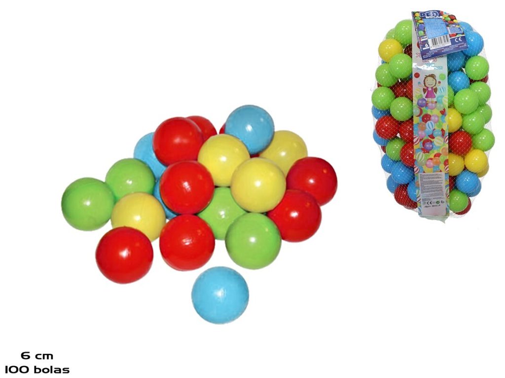 [139364] BOLAS PLASTICO COLORES 6 CM 100 UDS EN RED