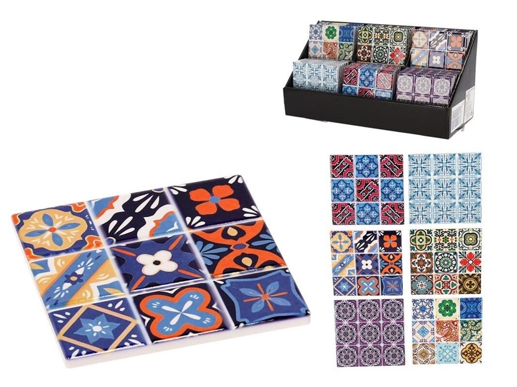 [117755] POSAVASOS MOSAICO CUADRADO 6 SURTIDOS 10.5 CM