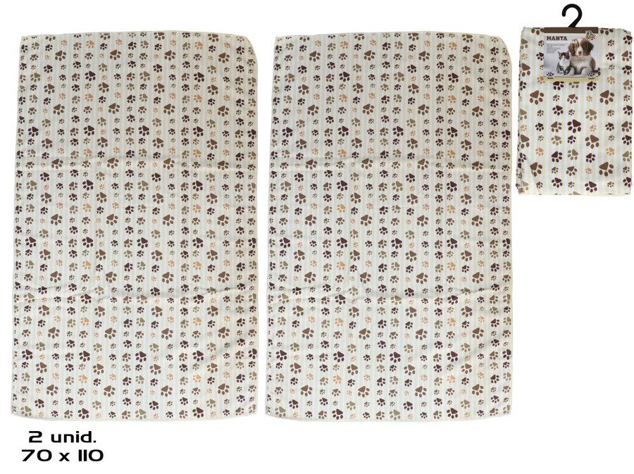 [138851] MANTA MASCOTAS HUELLA 70 X 110 CM 2 UDS