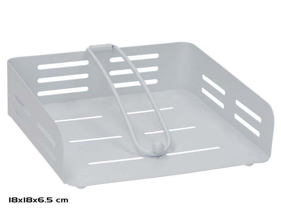 [138857] SERVILLETERO METAL BLANCO MARISOL 18 X 18 X 6.5 CM