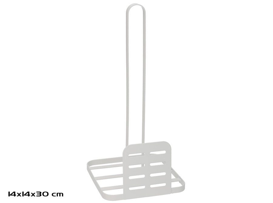 [138858] PORTA ROLLO METAL BLANCO PAPEL COCINA MARISOL 14 X 14 X 30 CM