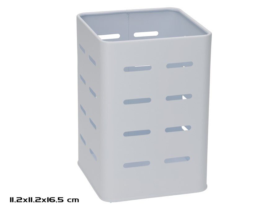 [138859] PORTACUBIERTOS METAL BLANCO MARISOL 11.2 X 11.2 X 16 CM