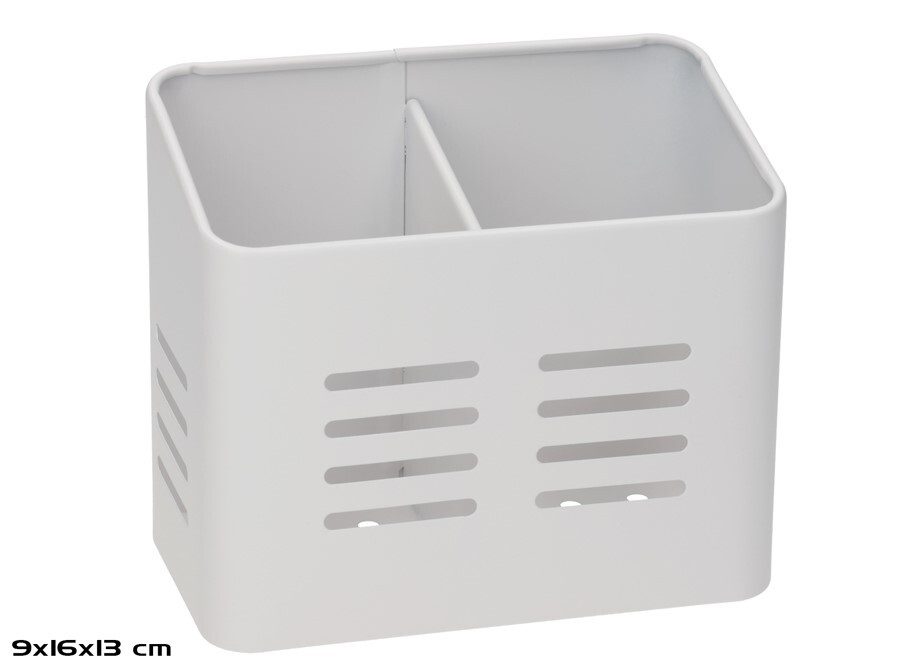 [138861] PORTACUBIERTOS METAL BLANCO MARISOL 16 X 9 X 13 CM