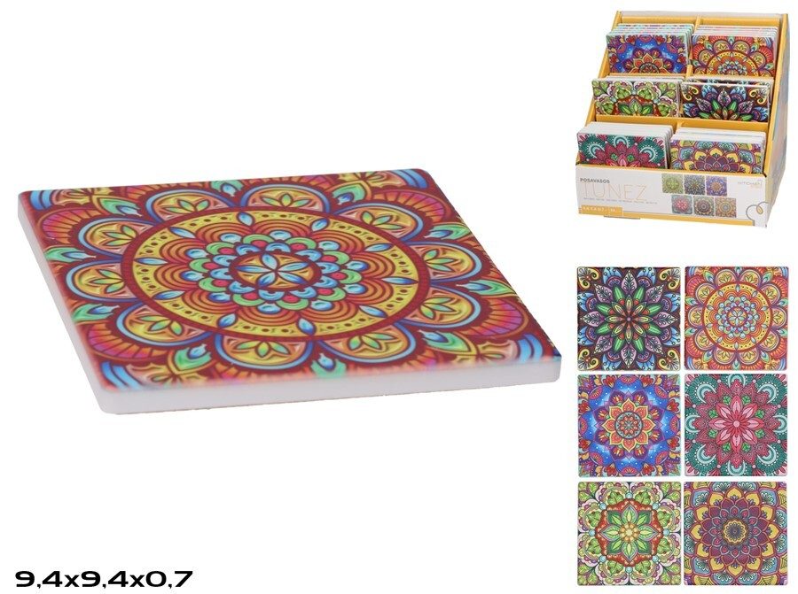 [138875] POSAVASOS TUNEZ 6 SURTIDOS 9.4 X 9.4 CM