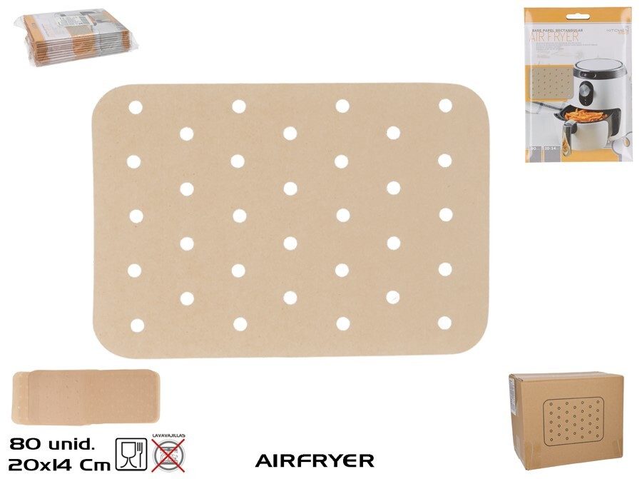 [138885] BASE PAPEL RECTANGULAR AIR FRYER 20 X 14 CM 80 UDS