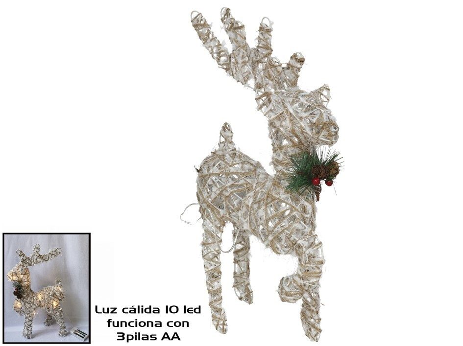 [117363] RENO DECORADO 10 LED CALIDO 40 CM