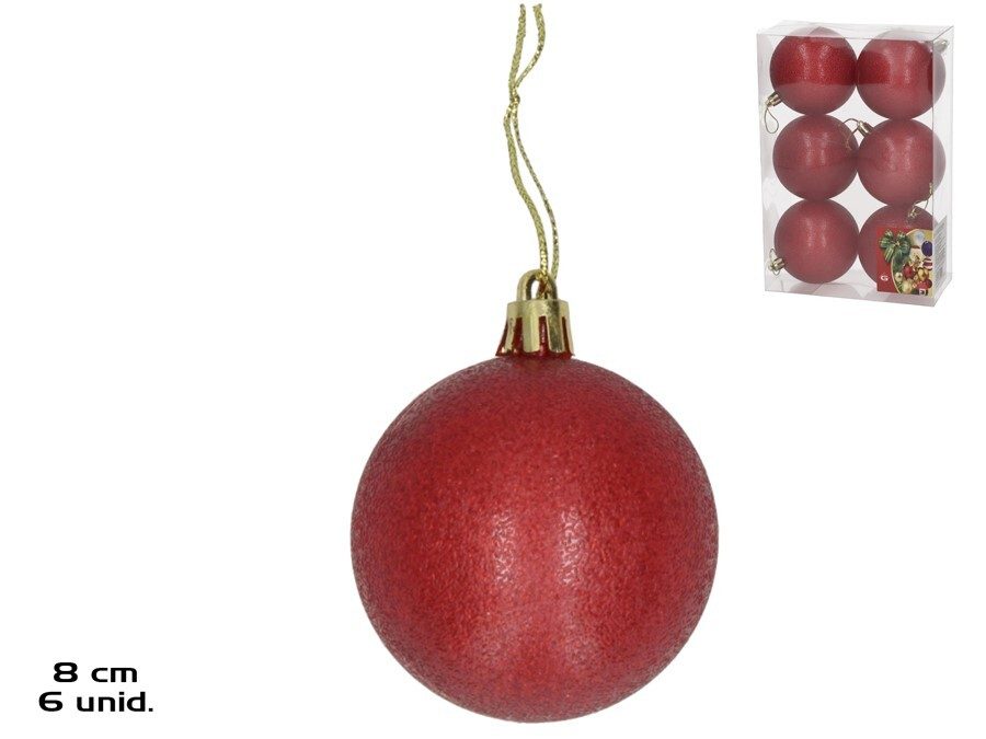 [132217] BOLA DE NAVIDAD ROJA PURPURINA 8 CM 6 UDS