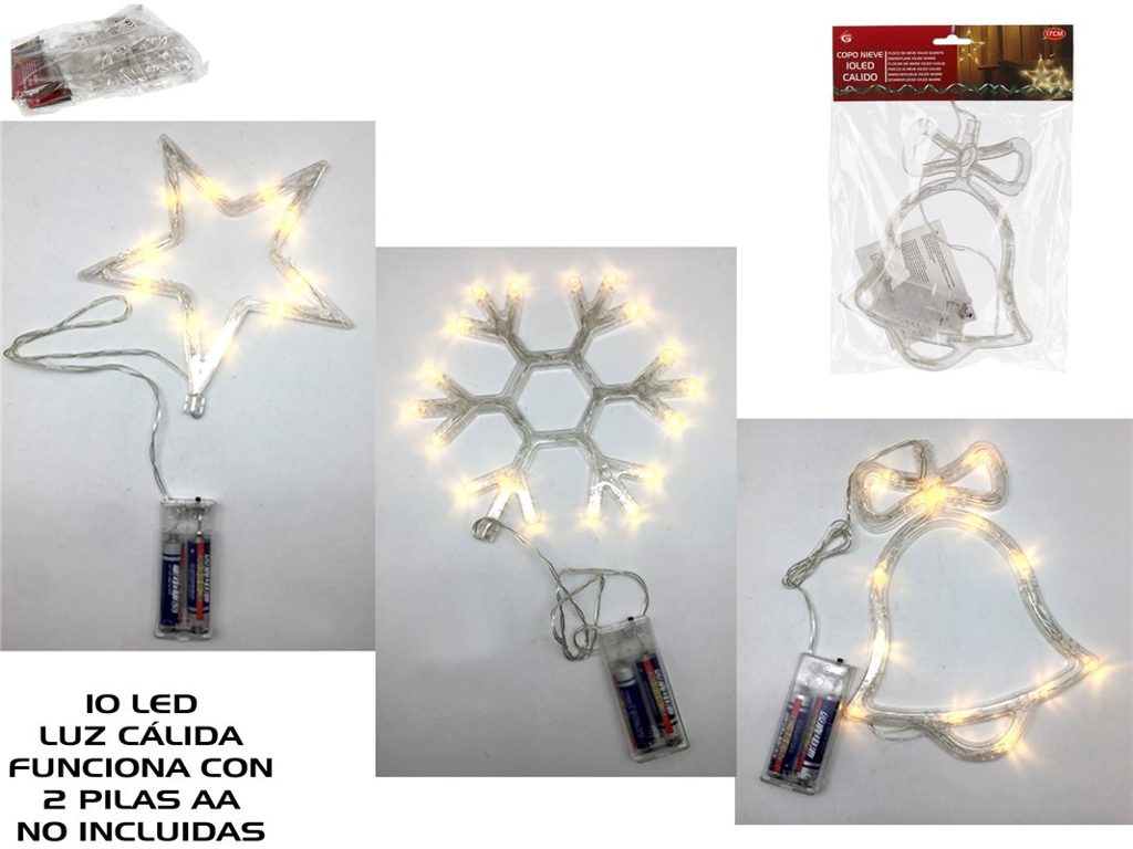 [132385] COPO NIEVE 10 LED CALIDO A PILAS 17 CM