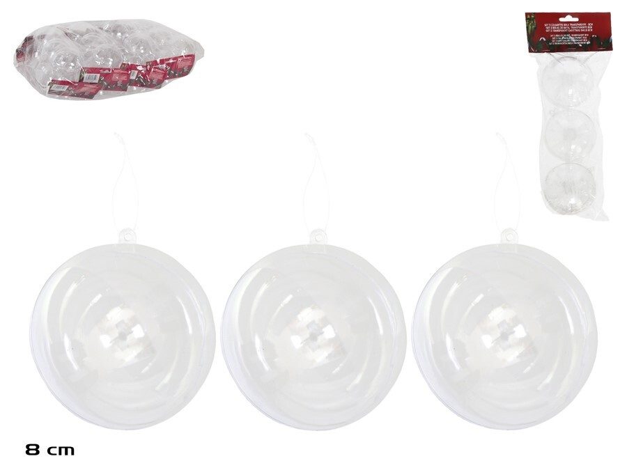 [138359] SET COLGANTES BOLA TRANSPARENTE 8 CM 3 UDS