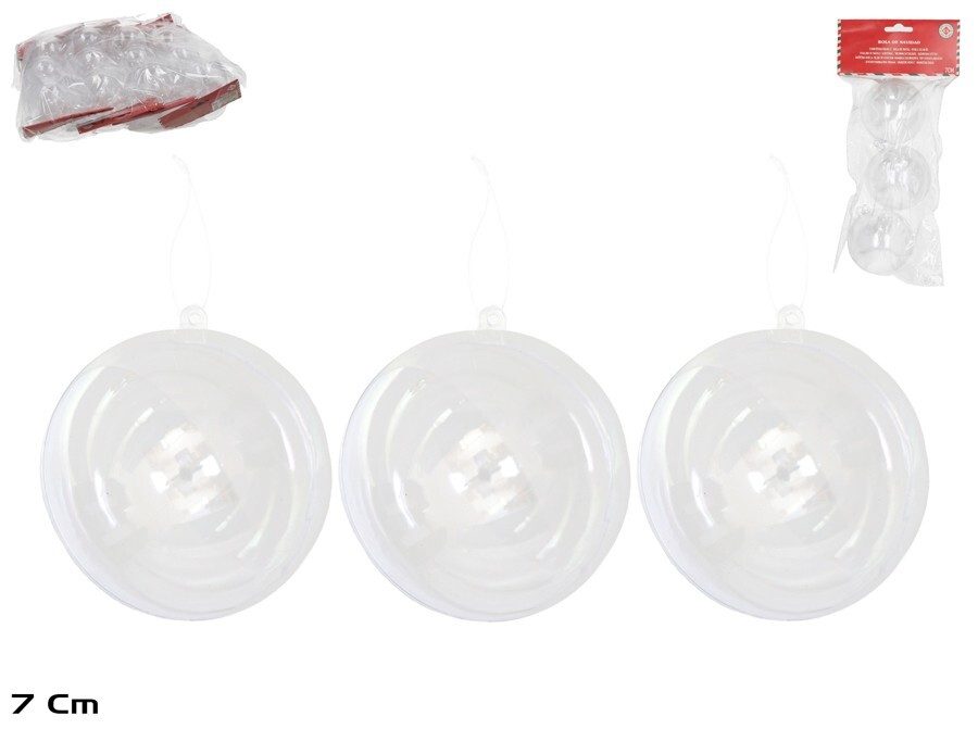 [138360] SET COLGANTES BOLA TRANSPARENTE 7 CM 3 UDS