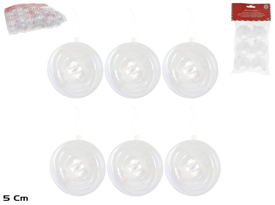 [138361] SET COLGANTES BOLA TRANSPARENTE 5 CM 6 UDS