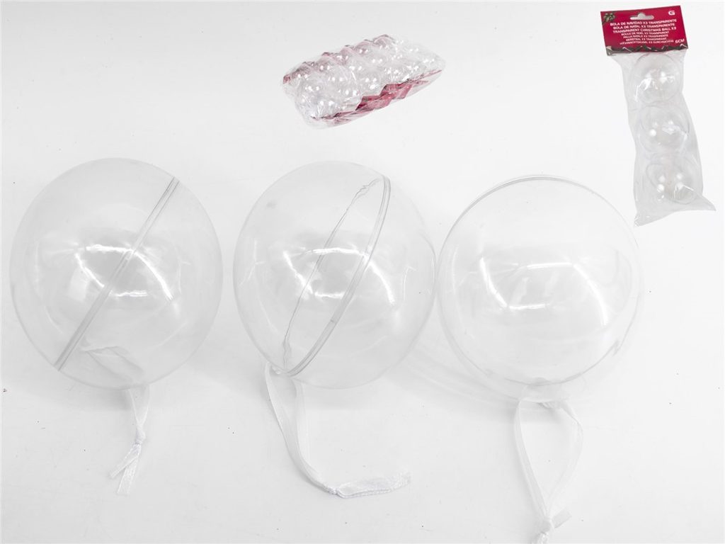 [138362] SET COLGANTES BOLA TRANSPARENTE 8 CM 3 UDS BL 651110
