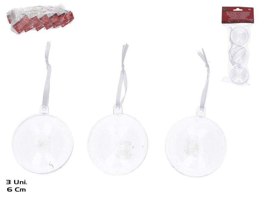 [138365] SET COLGANTES BOLA TRANSPARENTE 6 CM 3 UDS