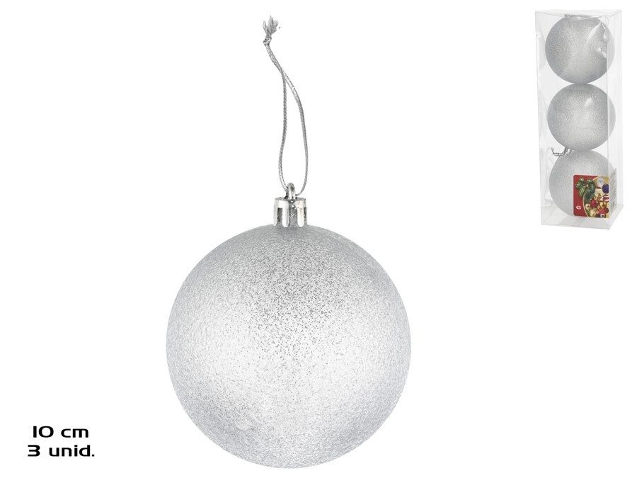 [138380] BOLA NAVIDAD PLATA PURPURINA 10 CM 3 UDS