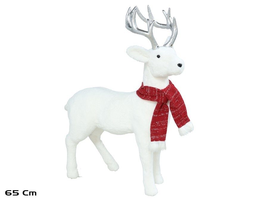 [138461] CIERVO BLANCO BUFANDA ROJA 65 CM