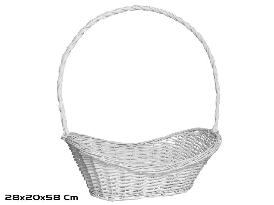 [138473] CESTA BLANCA MIMBRE NABILA CON ASA 50 X 28 X 58 CM