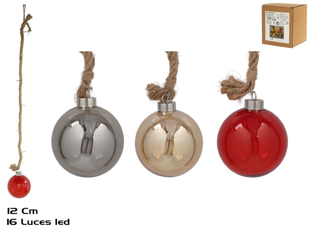[138478] BOLA CUERDA COLGAR 3 SURTIDOS 16 LED 12/60CM