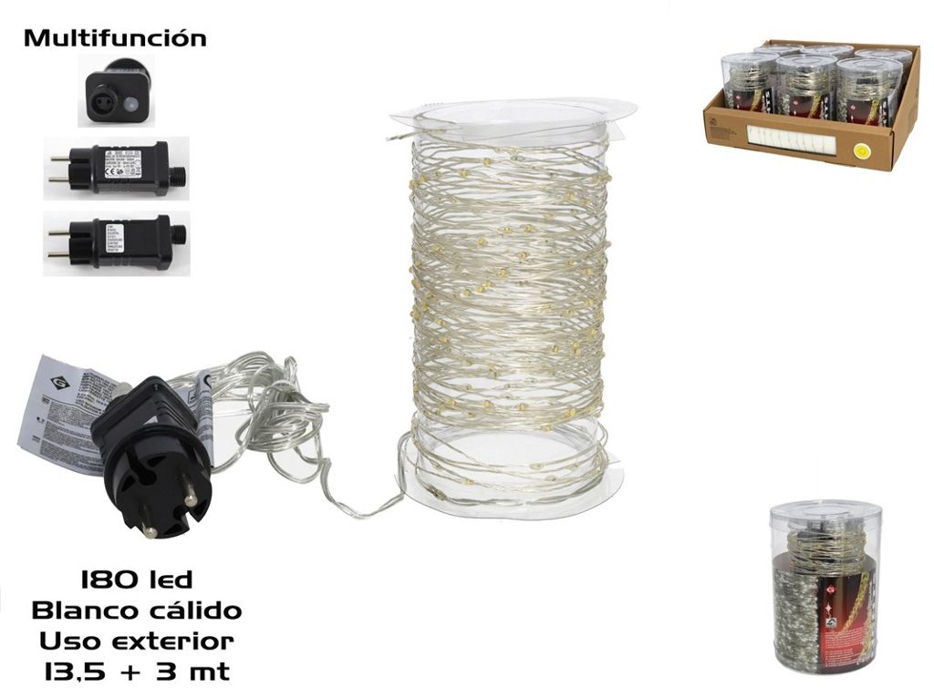 [138485] GUIRNALDA 180 LED LUZ CALIDO EXTERIOR FUN 13.5 + 3 MTS