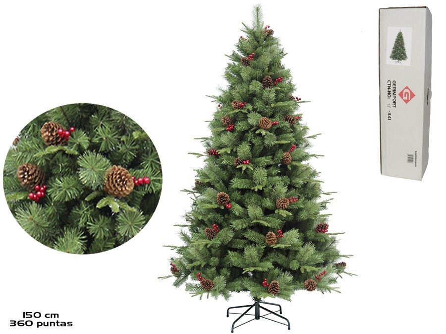 [138520] ARBOL NAVIDAD BASE METAL 360 PUNTAS 150 CM