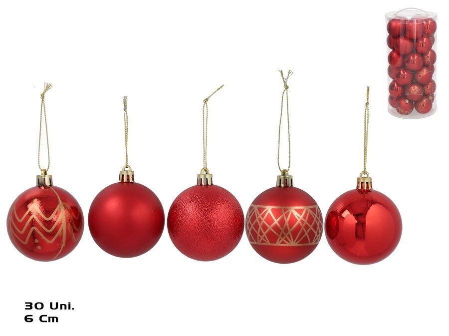 [138528] BOLA NAVIDAD ROJA 6 CM 30 UDS