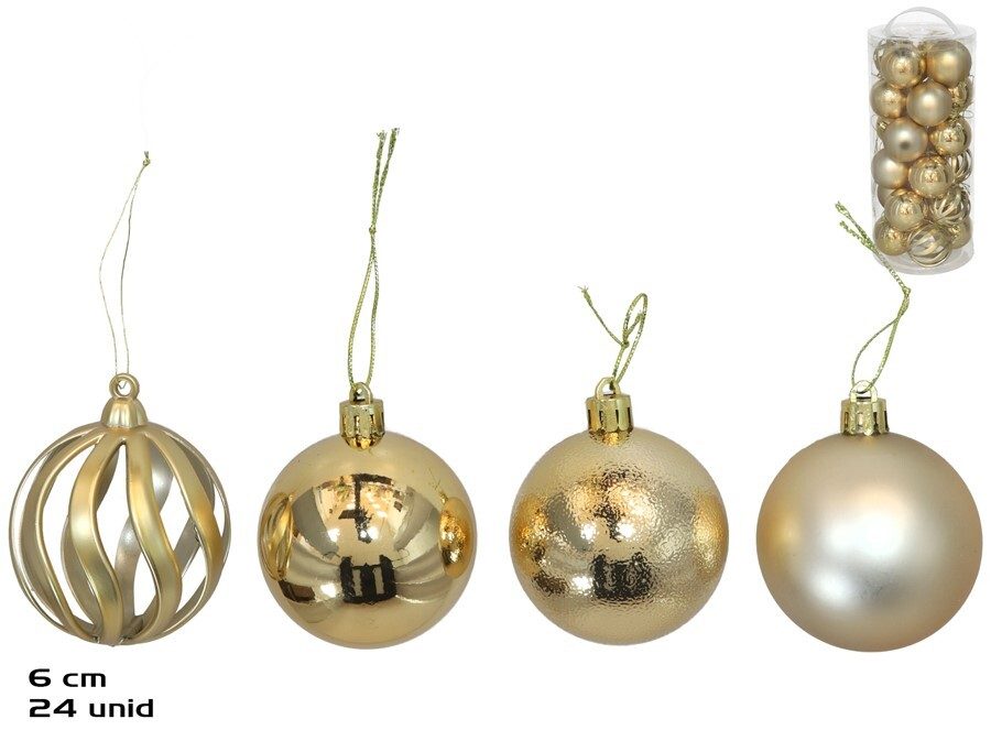 [138532] BOLA NAVIDAD GOLD 4 SURTIDOS 6 CM 24 UDS