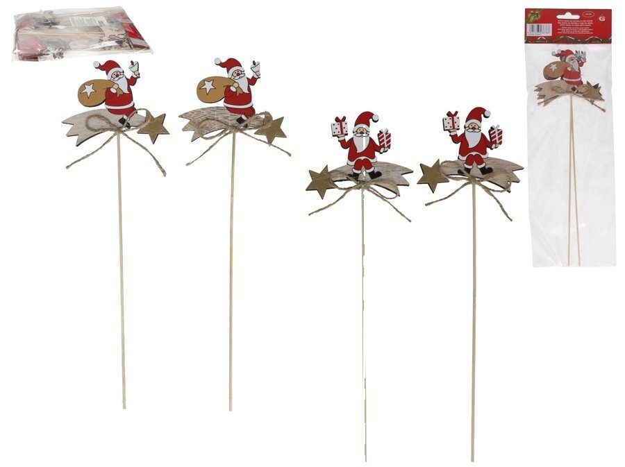 [138542] STICKS MADERA XMAS ESTRELLA SANTA CLAUS 2 UDS 30 CM