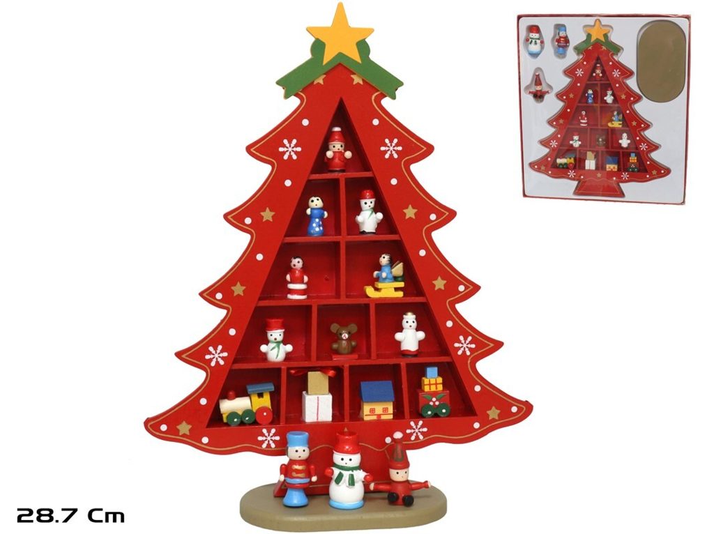[138543] TACO ARBOL NAVIDAD MADERA CON FIGURAS 28.7 X 22.2 X 6.8 CM