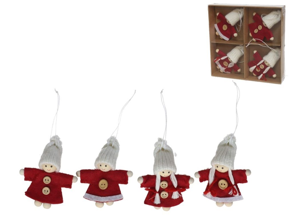 [138544] COLGANTE FIGURA INFANTIL NAVIDAD BOTON 9 CM 4 UDS