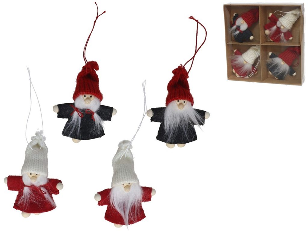 [138545] COLGANTE SANTA CON GORRO 9 CM 4 UDS